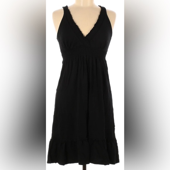 🌻 Old Navy Casual Sleeveless V Neck Ruffled Bottom Black Dress Size Large NWOT - Picture 2 of 9